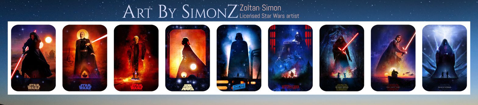 The nine limited edition Star Wars episode posters by Zoltan Simon (SimonZ)